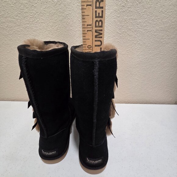 Ugg Boots Black Size 9 Women's Mid-Calf Bailey Bow II By Koolaburra Pom Poms - Picture 6 of 12